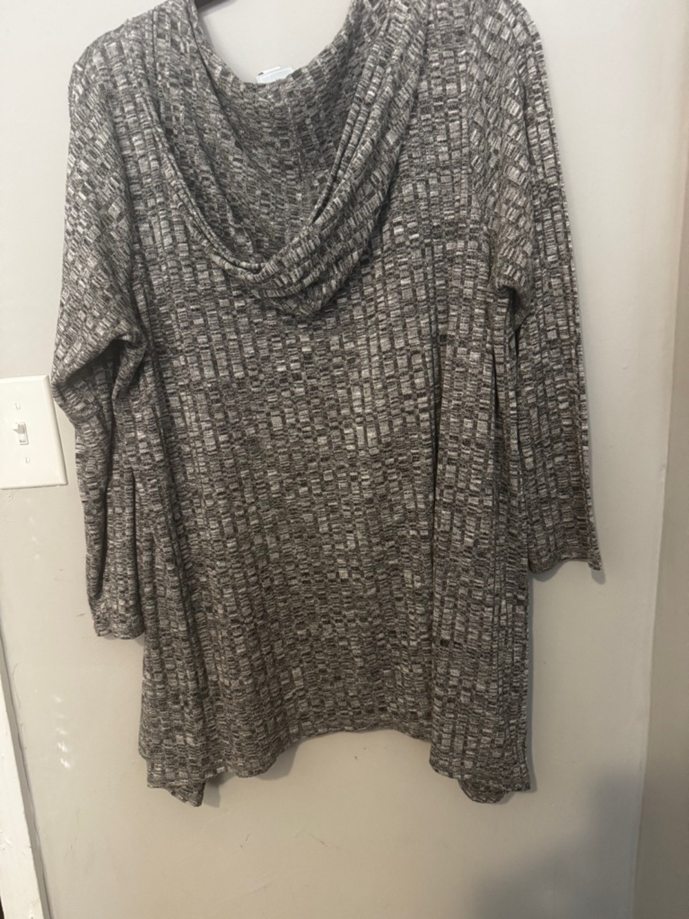 Dress Barn Gray Ribbed Tunic Sweater with Hood - Picture 4 of 6